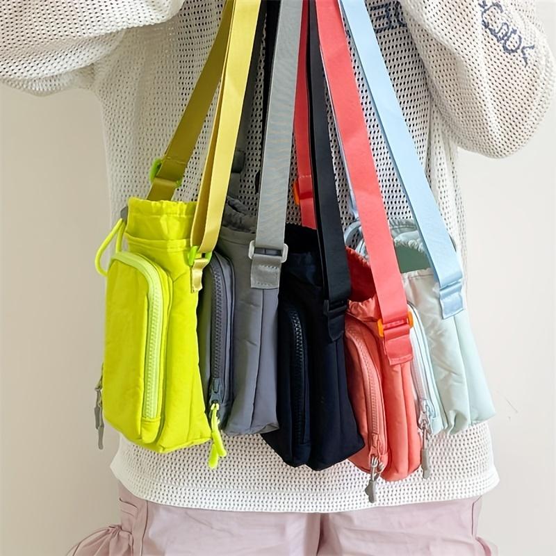Crossbody Shoulder Water Bottle Bag, Phone Bag, Running Bag, Outdoor Portable Bag With Dual Pockets, Lightweight Foldable Bottle Bag, Women's Fashion