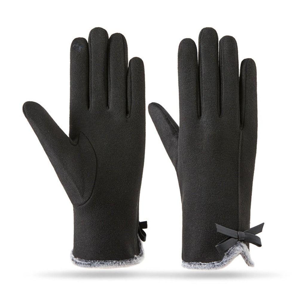 Woman's Winter Warm Suede Leather Touch Screen Driving Gloves Man's Cold Plus Velvet Thick Fingerless Flip Cycling Mittens