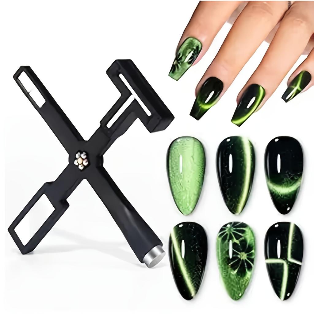 LINMANDA 5 in 1 Multi-function Cat Eye Nail Magnet Tool with Silicone sleeve Protective Case Strong Suction Cat Eye Magnet Pen