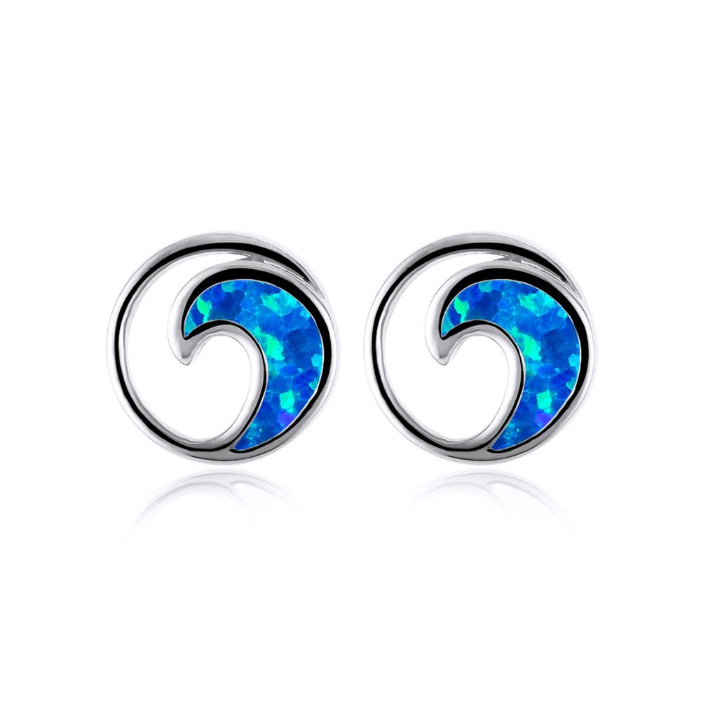New Fashion Ruili Style Gold Platinum Wave Circle Womens Versatile Earrings