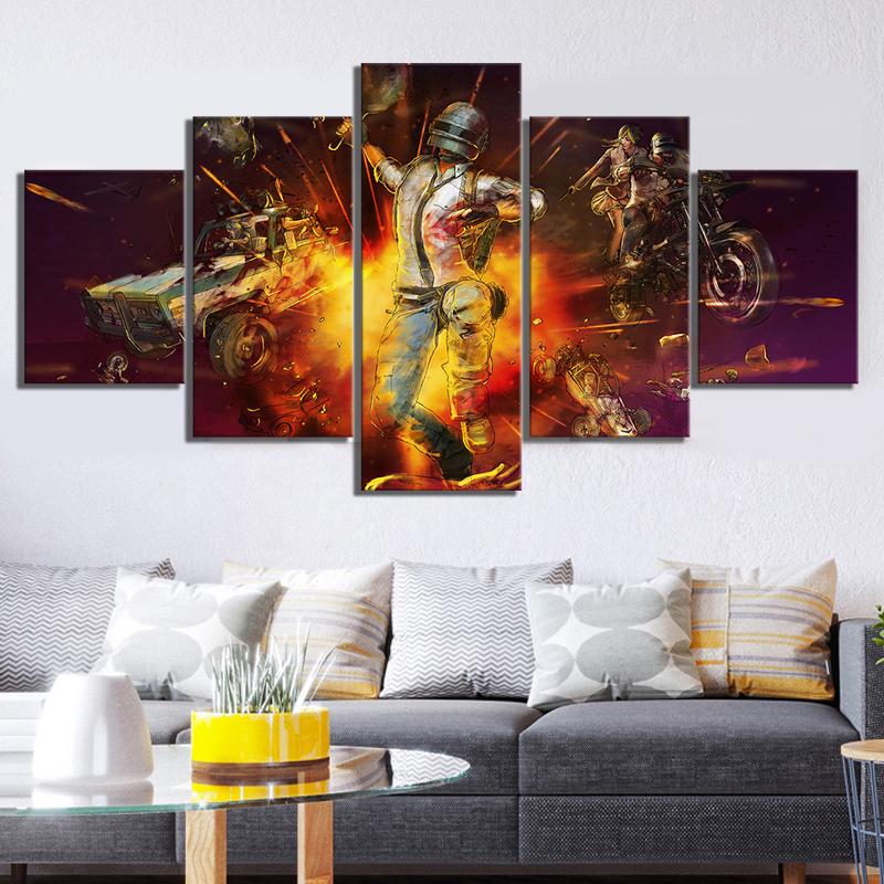 5 Stück 10 Pubg Battlegrounds Spiel Modulare Wandkunst Leinwand Poster Bilder Gemälde Heimdeko Zubehör Wohnzimmerdekoration