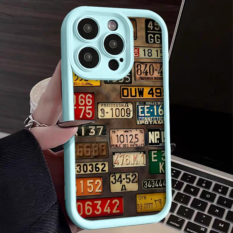 

Винтажный чехол с рисунком автомобильного номерного знака для iPhone 16 15 14 Pro Max XR 15 Plus 11 12 13 Pro 16E Ударопрочный силиконовый чехол для телефона iPhone 15 Pro Max