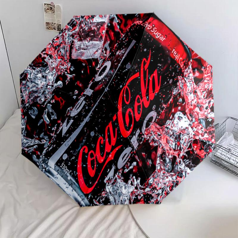 1PC Coca-cola Christmas Delivery Automatic Umbrella - Suitable Travel Outdoor Portable Umbrella Birthday Gift Daily Essentials
