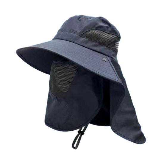 Letní sluneční klobouk s ochranou obličeje, klopou na krk, nastavitelným popruhem na bradu, prodyšný