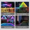 LED Light Strip with US Power Adapter IP67 Waterproof Outdoor RGB Light Adjustable Brightness Modes Patio Decorative Light
