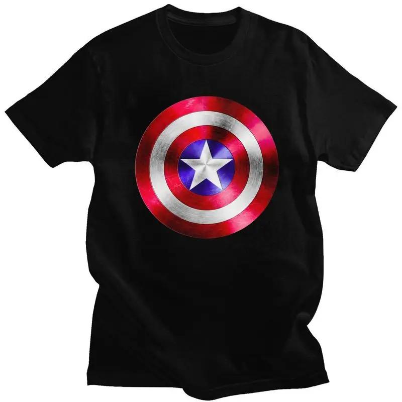 Handsome Captain America T Shirt Men Short Sleeves Cotton T-shirt Casual Shield Superhero Tees Fashion Tshirt