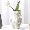 ABWR-Nordic Style Flower Vase Women Body Half Face Flower Pot Vase Art Crafts Bedroom Living Desktop Decoration