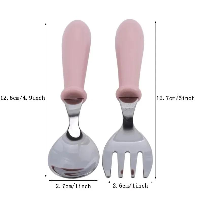 3 Pcs Spoon and Fork Case Cartoon Portable Table Utensils Round Handle Spoon and Fork Case