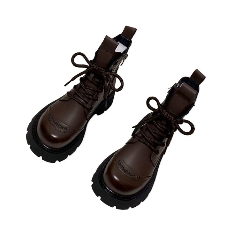 Short Boots, Platform Women's Autumn and Winter Soft-soled Single Boots, New British-style Martin Boots, European Station Versatile, 2025 Fleece Fash