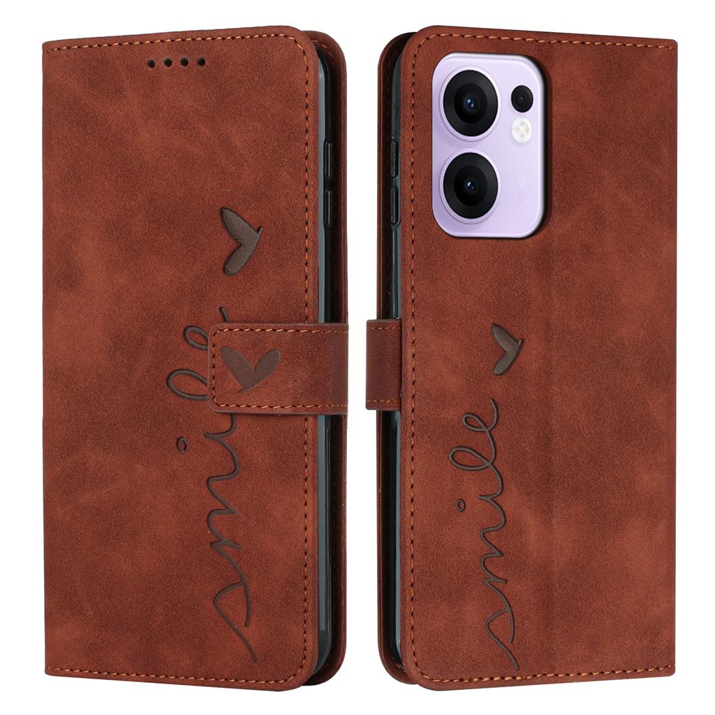 For Oppo Reno13 F 5G (Reno 13 FS 5G)/4G Case Viewing Stand PU Leather Phone Cover Imprinted Heart Pattern