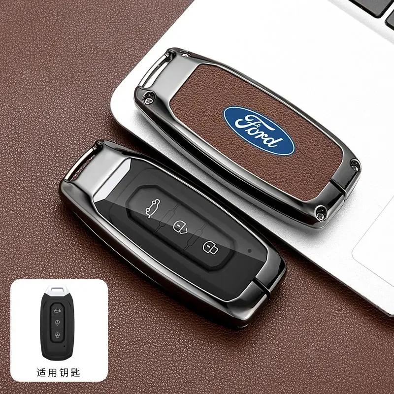 Neuer 2026 Autoaufkleber Für Ford Leder Auto Smart Key Hülle Abdeckung Schale Schlüsselos Schutzhalter Schlüsselanhänger Für Ford Territory EV Schlüsselanhänger