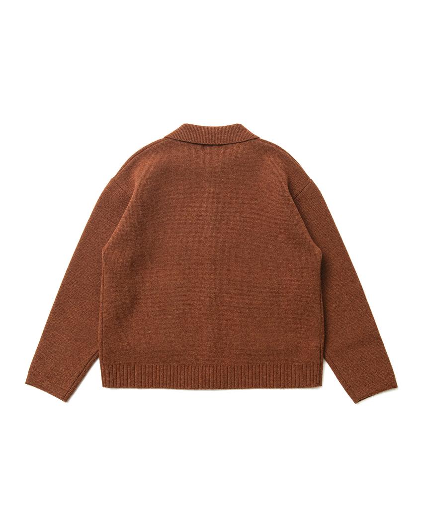 Beat&Slnc Heavyweight Collared Wool Cardigan (Maple)