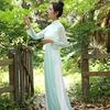 Ao Dai Ao Dai Style Long Chiffon Dress and Green Size [TRTRO] Dress, (White Gradient, M)