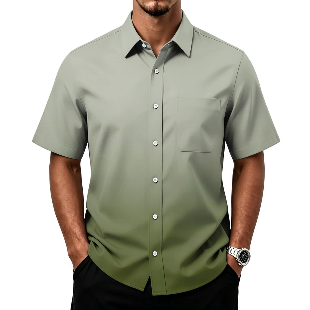 Men's Casual Short Sleeve Button Down Shirt with Chest Pocket Lightweight Breathable Summer Shirt for Everyday Wear