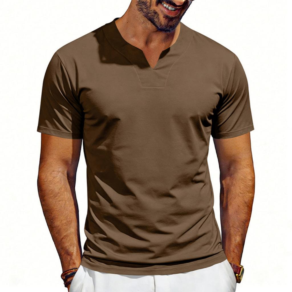 Herren V-Ausschnitt Jersey-Shirt Kurzarm Lockerer Schnitt Atmungsaktiv Schnelltrocknendes Gewebe Lässiges Sommer-Top
