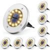 Set of 8 Garden Solar Lights 12 LED Warm White Stainless Steel IP44, To Plant, 14 Cm