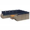 11 Piece Garden Sofa Set with Cushions Gray Poly Rattan