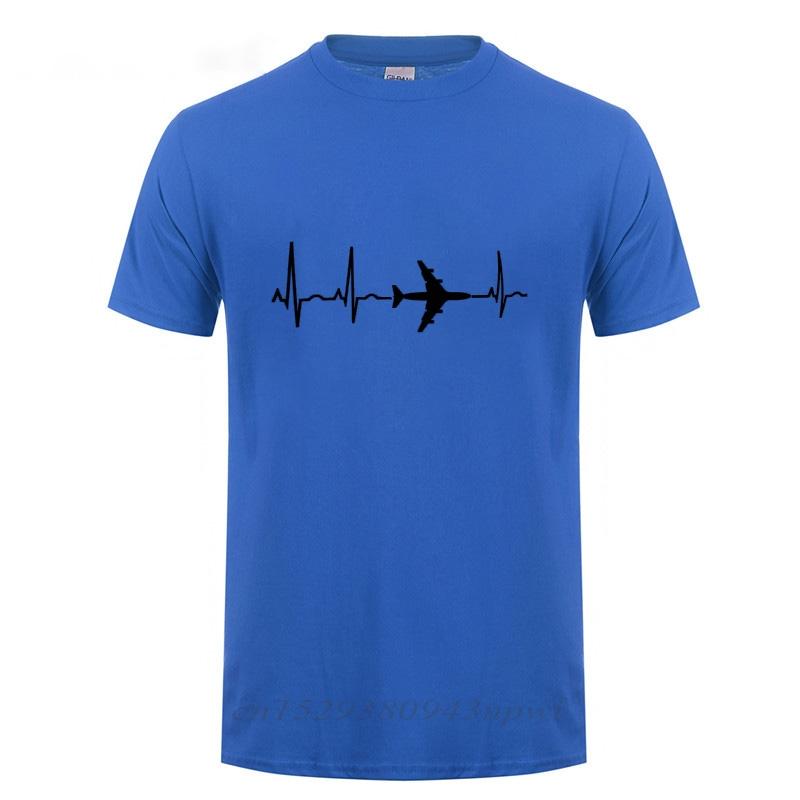 Heartbeat Of Plane T Shirt Unisex Cardiogram Space Enthusiasts Tops Funny Travel Gift Casual T-shirt Cotton Comfortable Leisure Tee