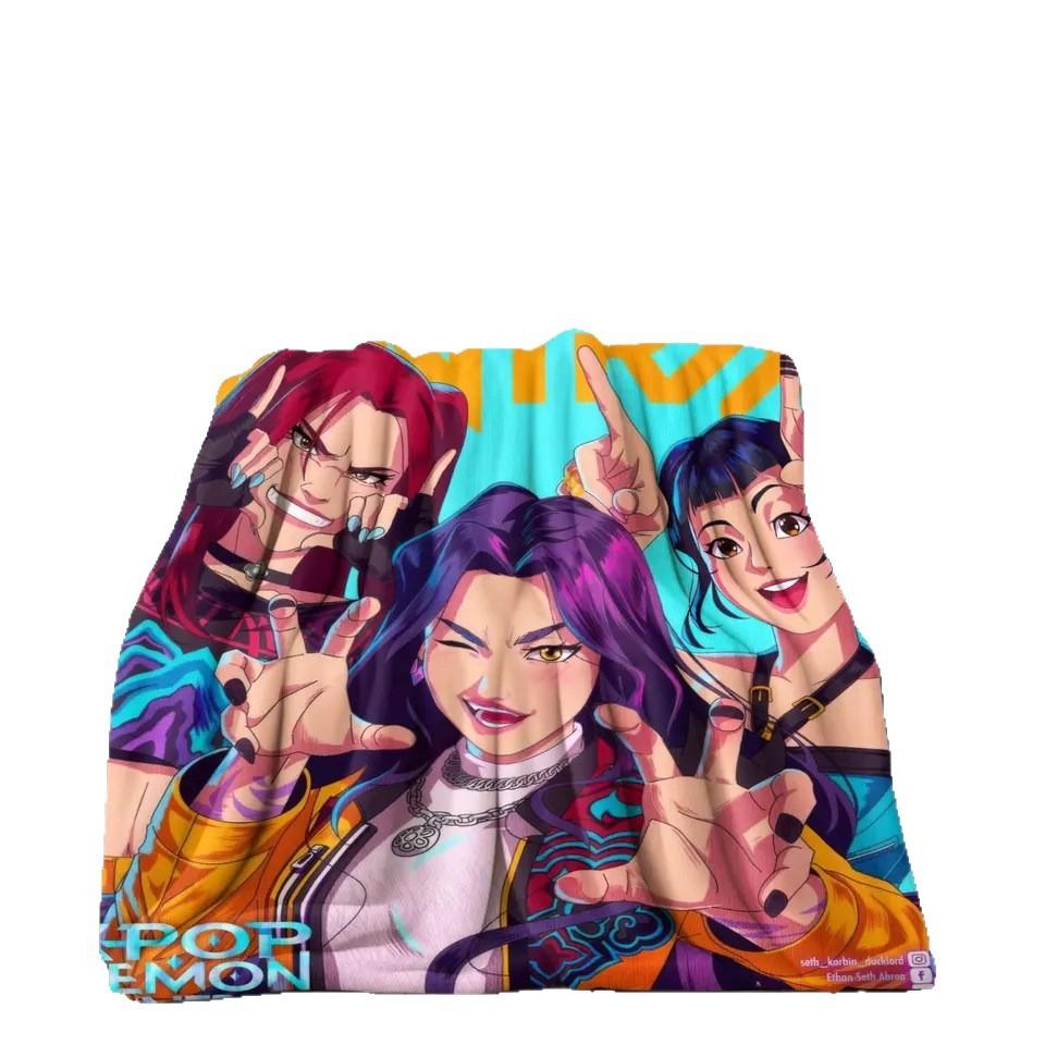 Blanket K-Popdemonhunters Anime Group Portrait Trendy Flannel Blanket Home Warm And Comfortable Blanket