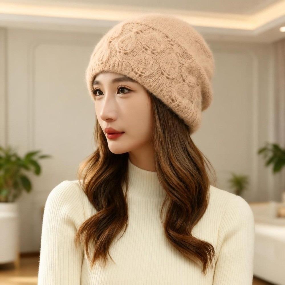 Windproof Knitted Hat Elastic Slouchy Ear Protection Cap Fashion Beanie Hat Winter