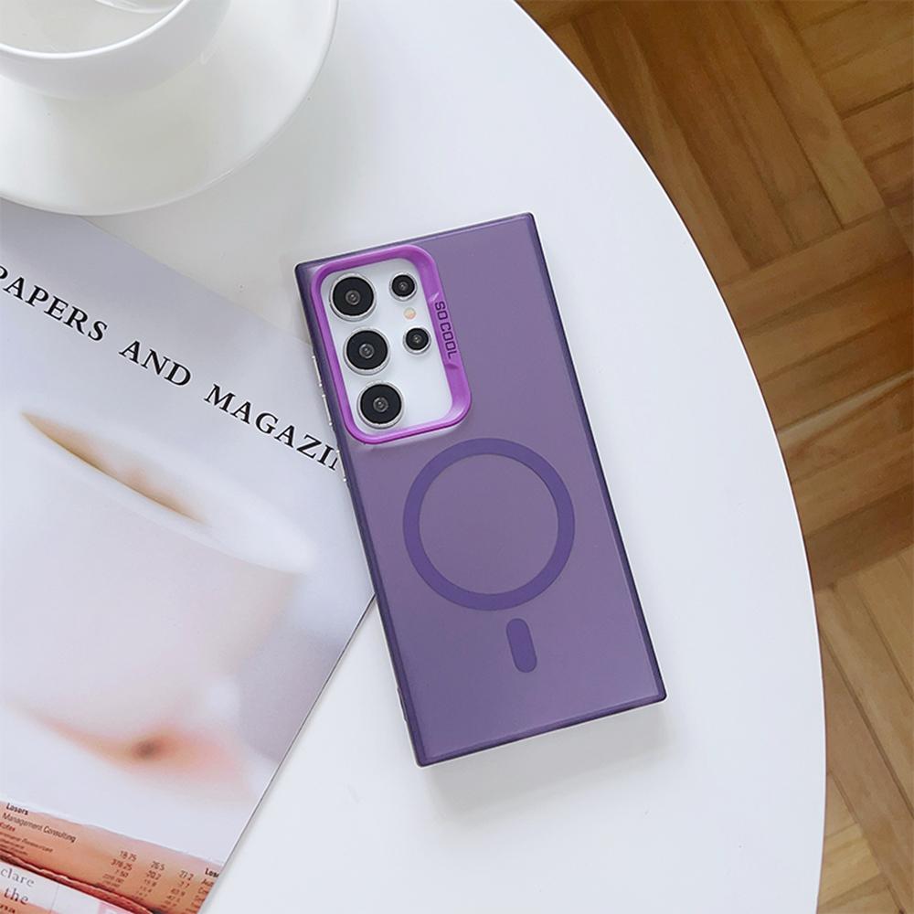 Luksus trådløst lade Magsafe-deksel for Samsung S25 S23 Ultra S22 S24 Plus S21 S20 FE Magnetisk støtsikker hardt støtfangerdeksel