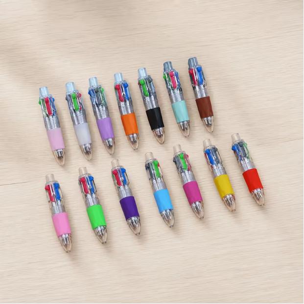 5pcs Mini 4color Push-button Ballpoint Pen Multi-color Integrated Portable Pocket Ballpoint Pen Office Notebook Color Marker Pen
