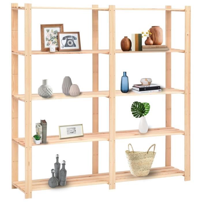VidaXL Étagères de rangement à 5 niveaux 3pcs 170x38x170 cm Pin 500 kg