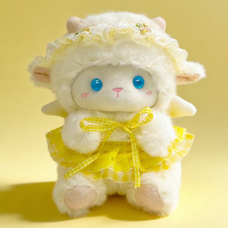 Sheep Plush Toy With Flower Pattern For Kids Gift Soft Cotton Stuffed Animal For Children