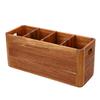 Kitchen Utensil Holder Wooden Countertop Cutlery Storage Organizer Silverware Holder with 4 Compartments for Spoon Fork