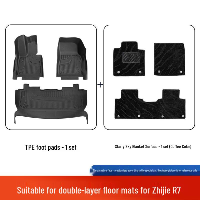 Zhiji R7 Custom-Fit 25-Model Double-Layer TPE Floor Mats, Original Car Color