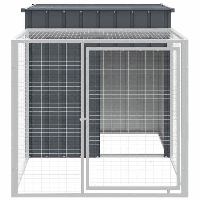 VidaXL Chicken Coop with Run Anthracite 110x201x110 Cm Galvanized Steel, Chicken Coop, Chicken Run, Chicken Coop with Run, 172359