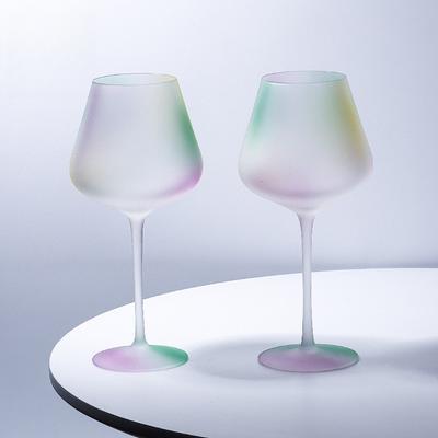 Juego de Copas de Vino de Cristal Ombré Escarchado Vasos de Vidrio Estéticos para Fiesta Bar en Casa