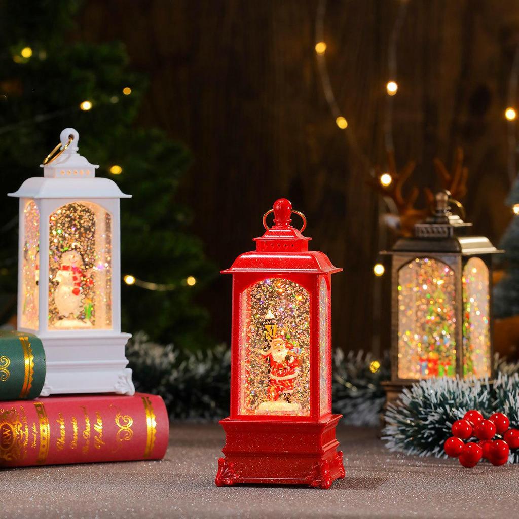 Christmas Glow Music Lantern: Rotating Water-Filled Oil Lamp Night Light Ornament & Gift.