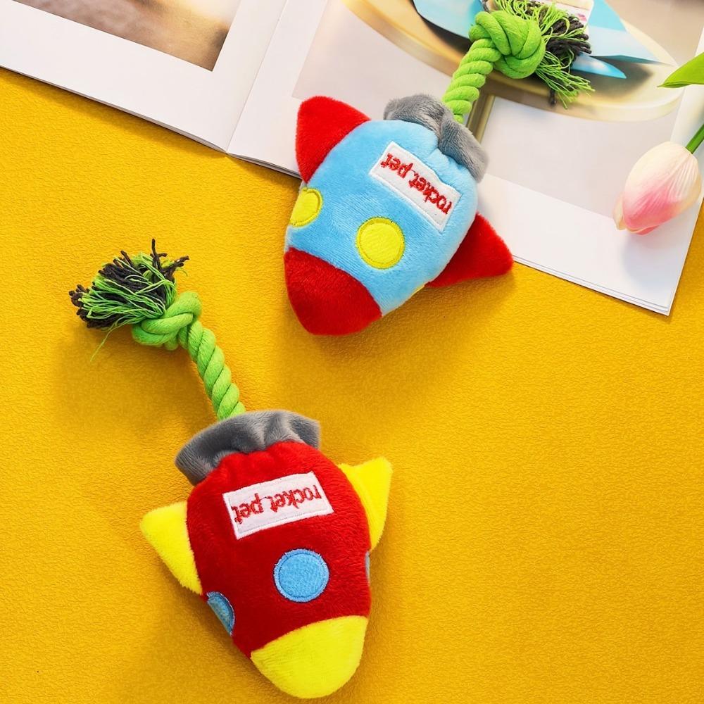 Rocket Shape Pet Dog Sound Plush Toy Plush Dog Chew Toys Cute Dog Interactive Toy  Puppy