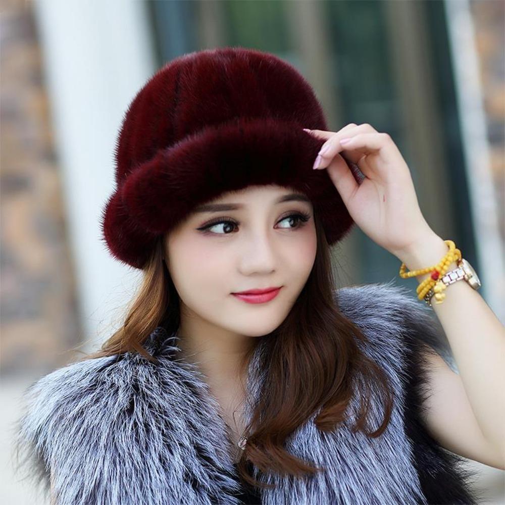 Ladies Winter Imitation Mink Hat Fur Fur Fur Outdoor Fashion Cotton Hat Top Hat Jazz Hat Warm