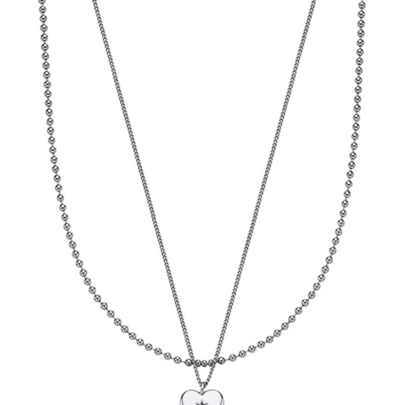 

SCALETTO 1111 Heart Double-Line Layered Necklace [2SET] None