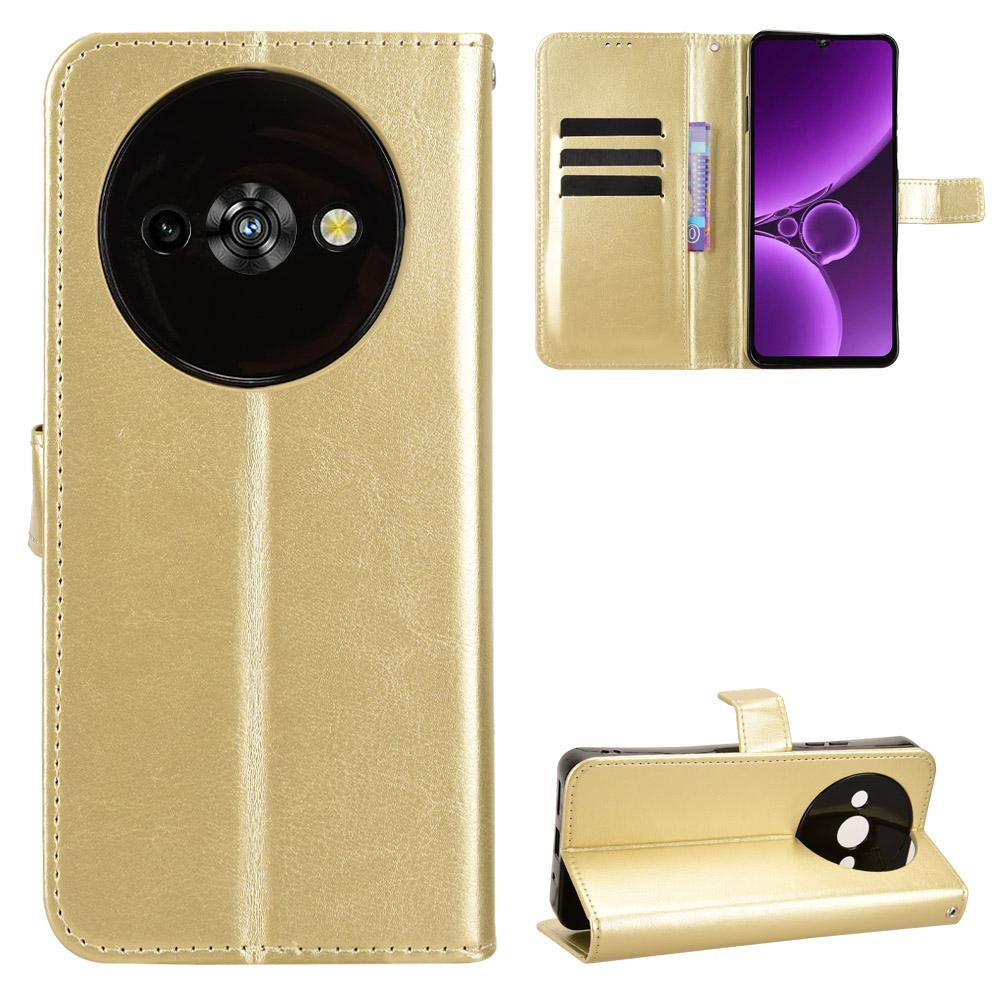 For Oukitel C59 Pro PU Leather Case with Strap Crazy Horse Texture Phone Wallet Cover