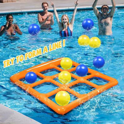 Inflatable Pool Tic-Tac-Toe Game Waterproof Floating Board with Balls Family Outdoor Water