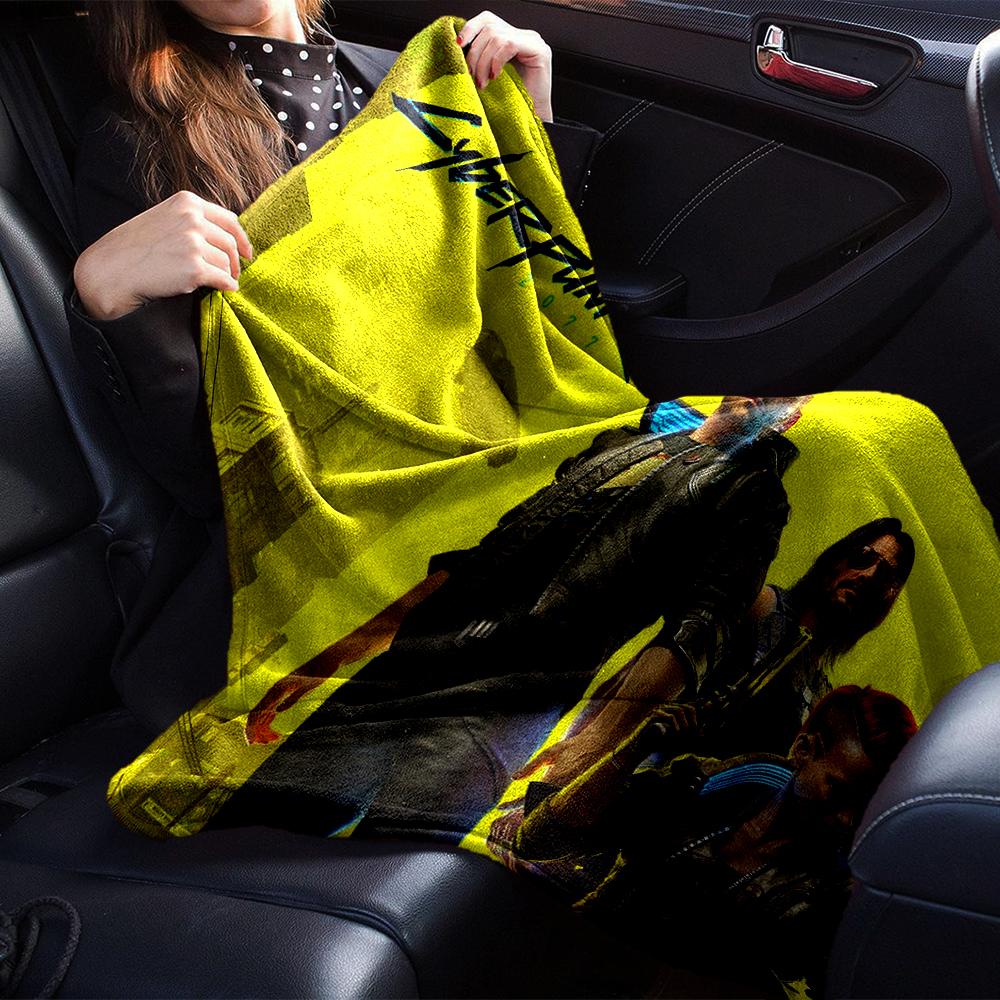 Cyberpunk Future Cityscape Blanket Soft Throw Blanket For Home Bedroom Bed Sofa Travel Office Solid Christmas Blanket