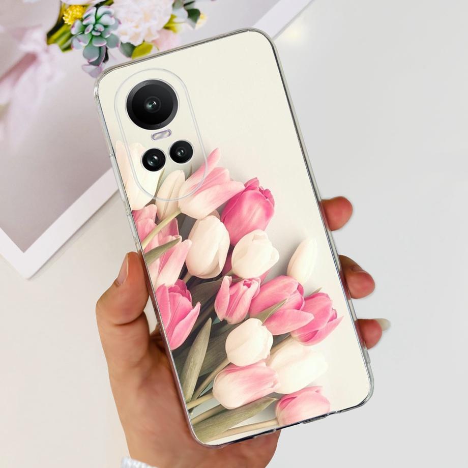 For Oppo Reno10 Pro Case Reno 10 5G Cover Soft TPU Black Silcione Bumper Coque For Reno 10pro Global Funads Women Fashion Print