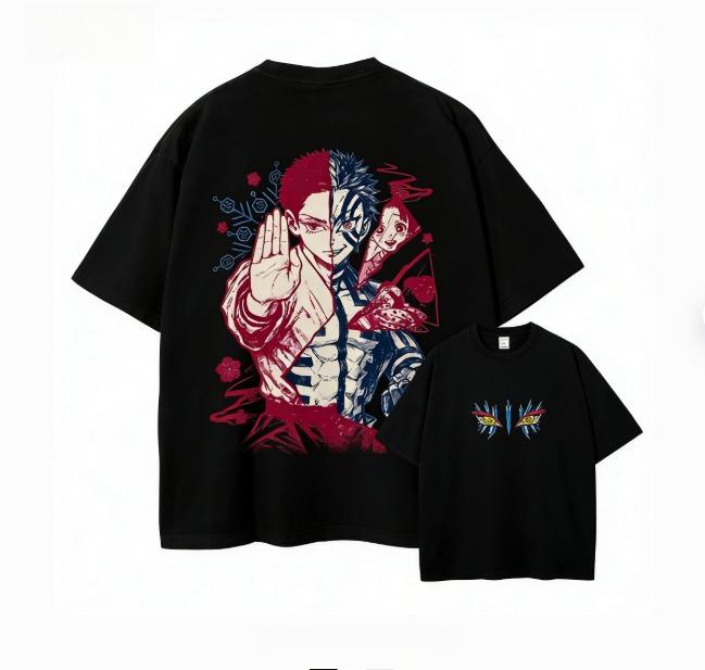 

Demon Slayer Akaza brand Unisexs and Womens cotton Tshirts 2026 summer Cartoon pattern Loose casual shortsleeved top S