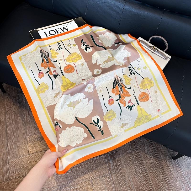 Silk scarf 71 * 71 imitation silk square scarf Korean atmosphere neck silk scarf flower pattern flower polka dot scarf