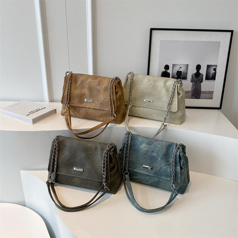 Retro Chian Leather Shoulder Bags for Women Simple Tote Bag 2024 Winter Crossbody Bag Lady Travel Vintage Handbags