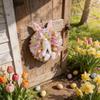 Colorful Easter Bunny Door Wreath with Handmade Ribbon and Creative Rabbit Design for Festive Holiday Decoration