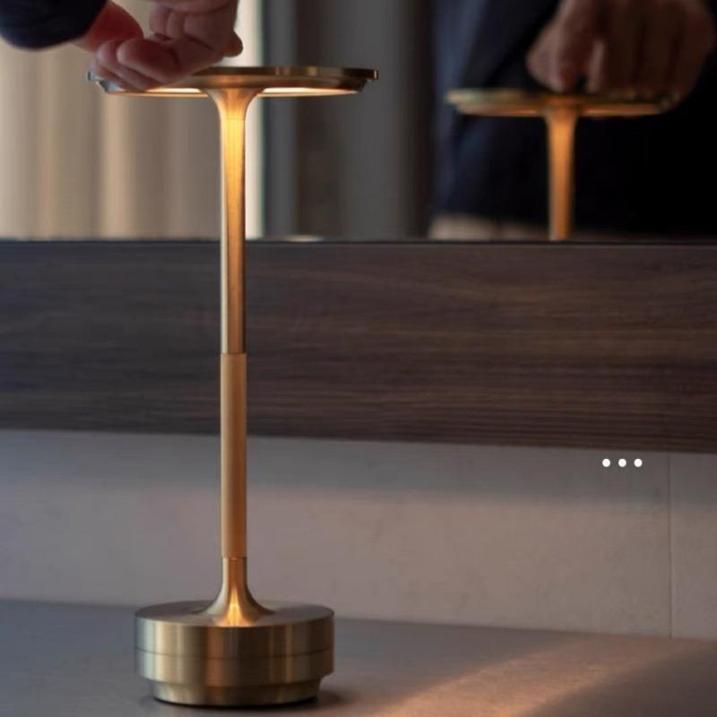 1pc Portable LED Table Lamp 3 Color Touch Control 3 Level Brightness USB Rechargeable Metal Texture Office Atmosphere Light