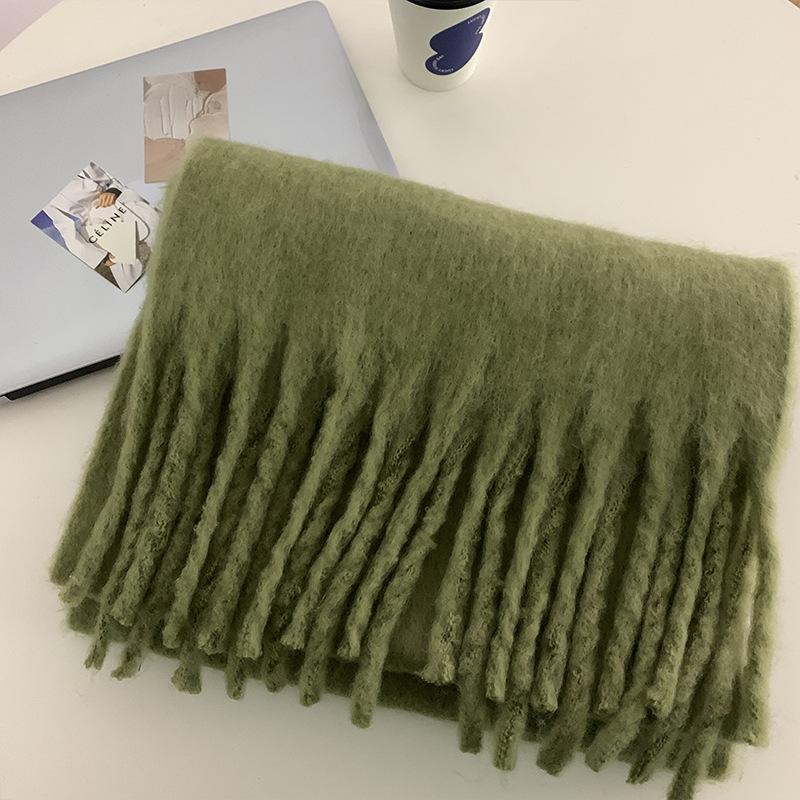 Solid color thickened lengthened scarf women's autumn and winter new Korean version winter student versatile shawl scarf pink