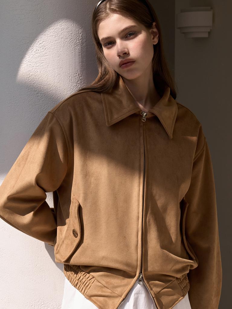 Eight Days A Week Suede Jumper Beige Ad338