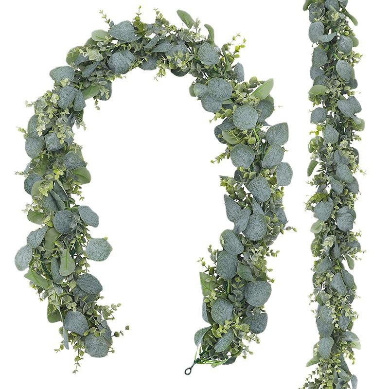 Artificial Eucalyptus Eucalyptus Wreath Fake, Silver Dollar Green Leaf Vine Wedding House Party Cape Decorative Flower