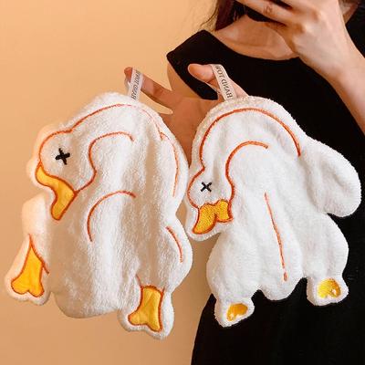 Cartoon Goose Hand Towel Kitchen Hanging Cloth Handkerchief Absorbent Wipe Cloth Cleanning Towels Cute Kid Bathroom Hand Towel