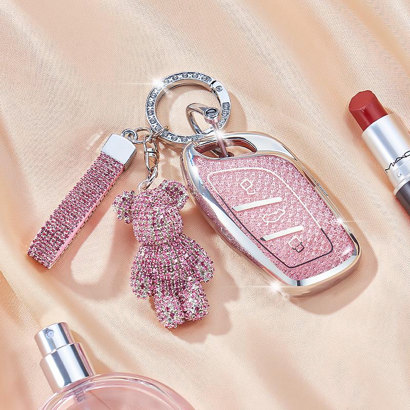 Crystal Pink Tpu For Mg4 Mg5 Mg6 Mg3 Mg7 Mg Zs Ev Hs Ehs Zx Gt Roewe Rx3 Rx8 Erx5 Rx5 I6 I5 3 Button Car Key Case Cover Fob Bag